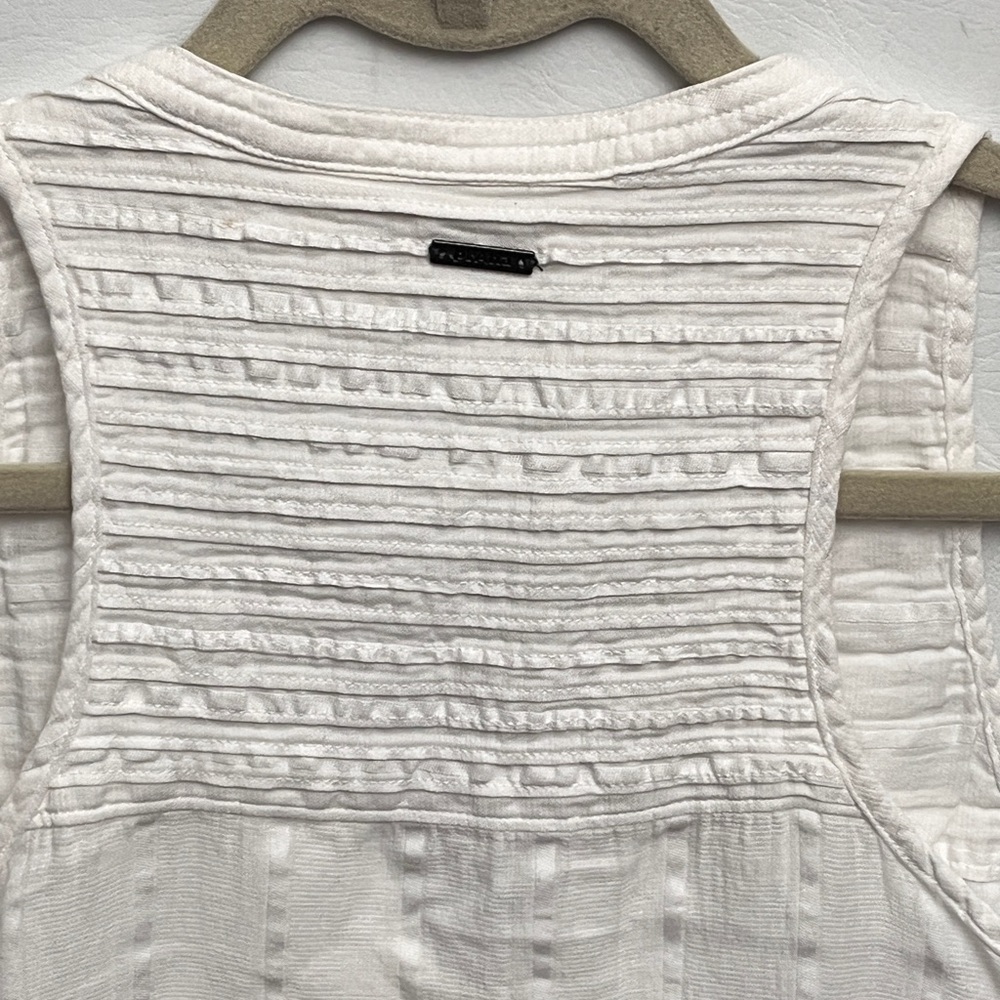 Prana Nieves White Organic Cotton Textured Button-Down Blouse Tank XS - Picture 7 of 14